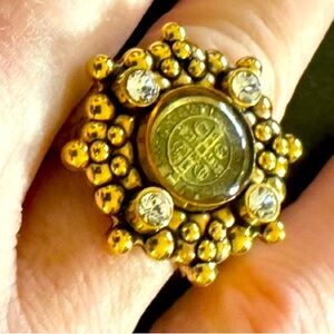 - VIRGINS SAINTS & ANGELS - 
San Benito Cloister & Gold Crystals RING 
size 7